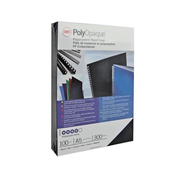 GBC PolyCovers Opaque Binding Covers Polypropylene 300 micron A4 Black (Pack of 100)