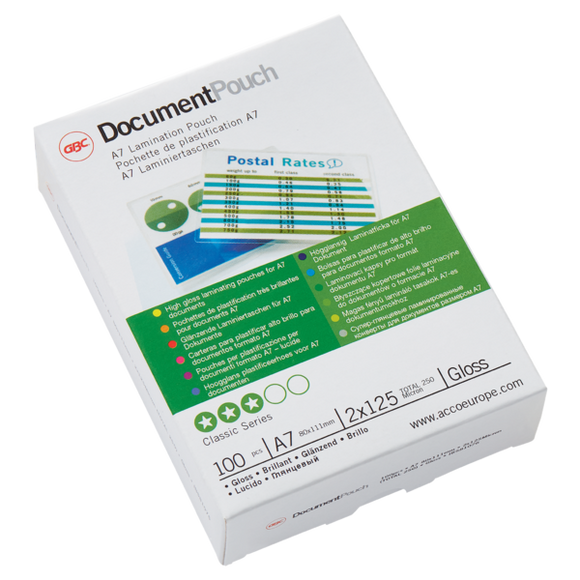 GBC Document™ Pouch Gloss A7 125 micron Clear (100)