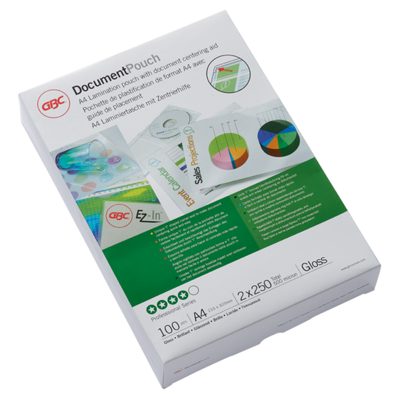 GBC Document™ Pouch Gloss A4 250 micron Clear (100)