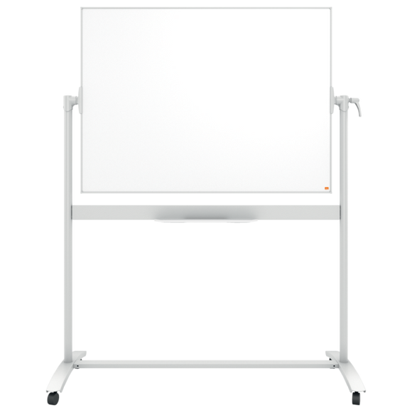 Nobo Classic Steel Mobile Dry Wipe Whiteboard with Horizontal Pivot (Flips Top to Bottom), Magnetic, 1200 x 900 mm, Marker Included, White