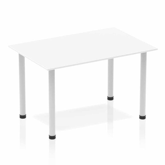 Impulse 1200mm Straight Table White Top Silver Post Leg