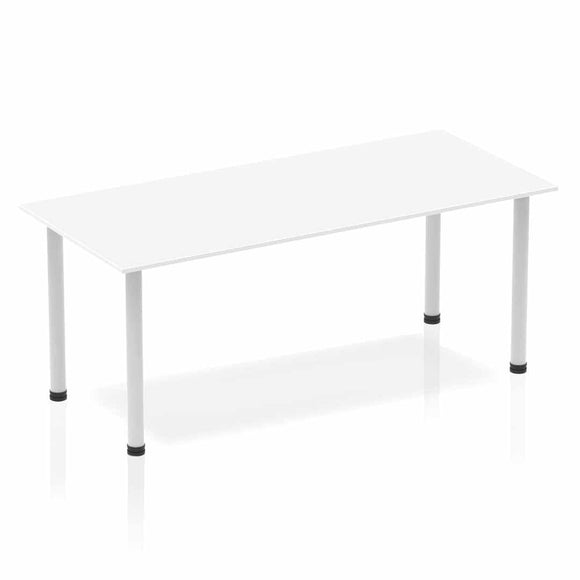 Impulse 1800mm Straight Table White Top Silver Post Leg