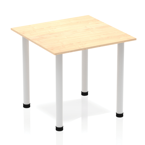 Impulse 800mm Square Table Maple Top Silver Post Leg