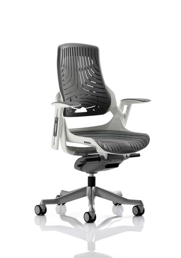 Zure Executive Chair White Shell Charcoal Mesh With Arms