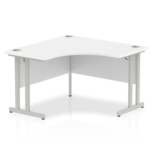 Impulse 1200mm Corner Desk White Top Silver Cantilever Leg