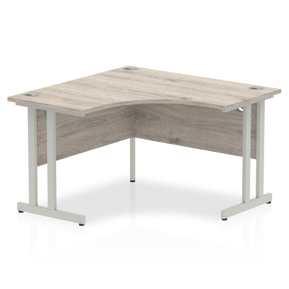 Impulse 1200mm Corner Desk Grey Oak Top Silver Cantilever Leg
