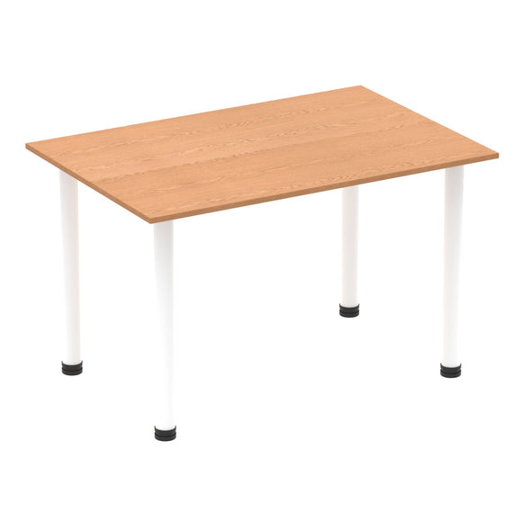 Impulse 1400mm Straight Table Oak Top White Post Leg