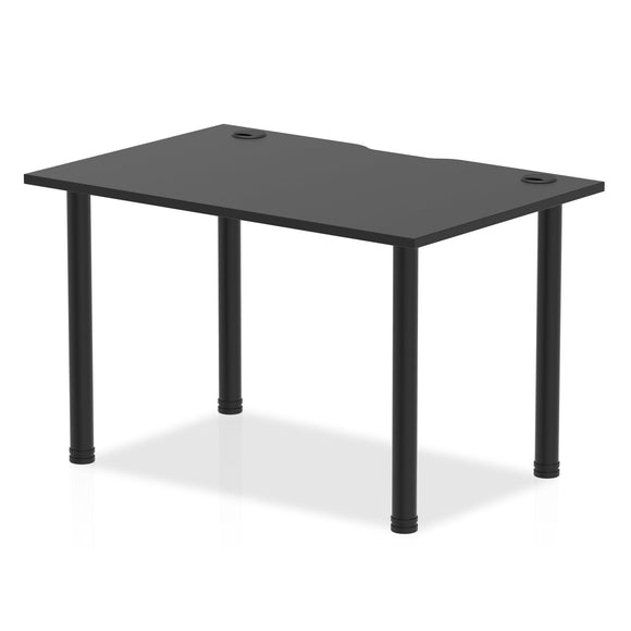 Impulse Black Series 1200 x 800mm Straight Table Black Top with Cable Ports Black Post Leg