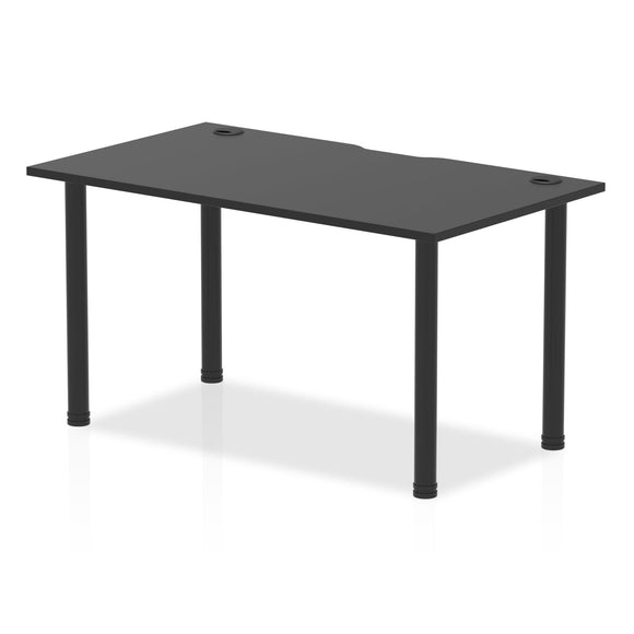 Impulse Black Series 1400 x 800mm Straight Table Black Top with Cable Ports Black Post Leg