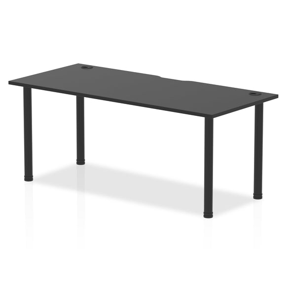 Impulse Black Series 1800 x 800mm Straight Table Black Top with Cable Ports Black Post Leg