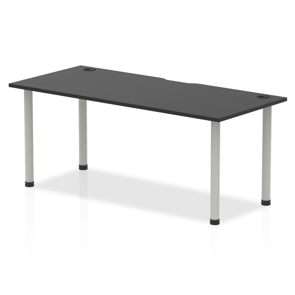 Impulse Black Series 1800 x 800mm Straight Table Black Top with Cable Ports Silver Leg