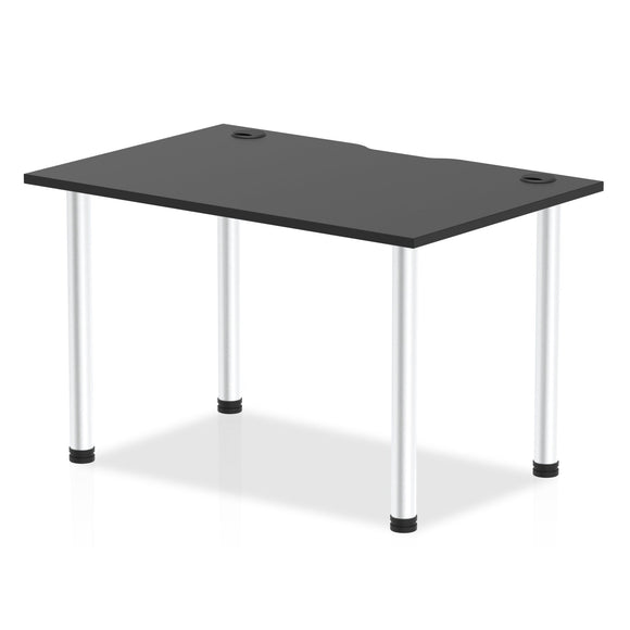 Impulse Black Series 1200 x 800mm Straight Table Black Top with Cable Ports Aluminium Leg