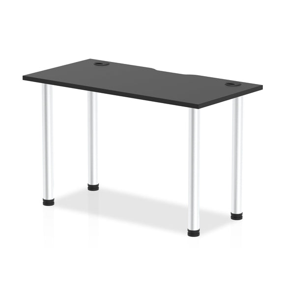 Impulse Black Series 1200 x 600mm Straight Table Black Top with Cable Ports Aluminium Leg