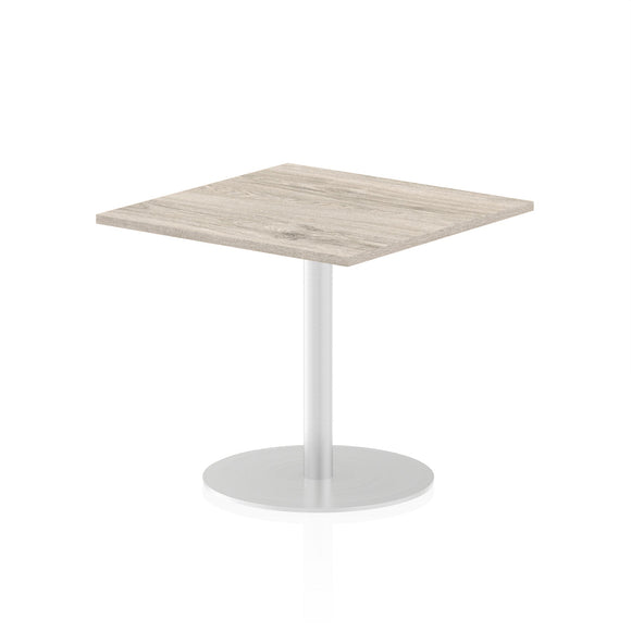 Italia 800mm Poseur Square Table Grey Oak Top 725mm High Leg