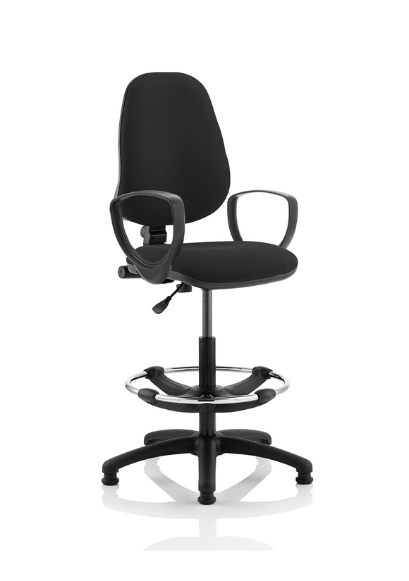 Eclipse Plus I Lever Task Operator Chair Black With Loop Arms With Hi Rise Draughtsman Kit