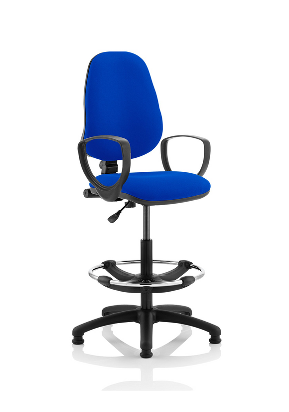 Eclipse Plus I Lever Task Operator Chair Blue With Loop Arms With Hi Rise Draughtsman Kit