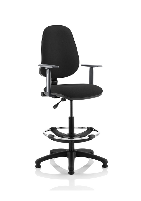 Eclipse Plus I Lever Task Operator Chair Black With Height Adjustable Arms With Hi Rise Draughtsman Kit