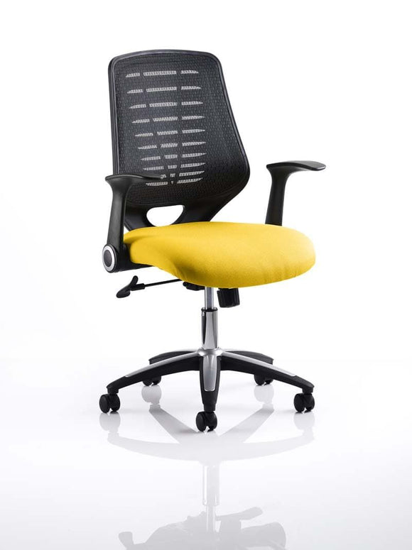 Relay Task Operator Chair Bespoke Colour Black Back Senna Yellow