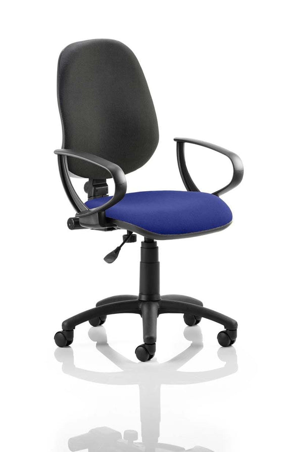 Eclipse Plus I Lever Task Operator Chair Black Back Bespoke Seat With Loop Arms In Stevia Blue