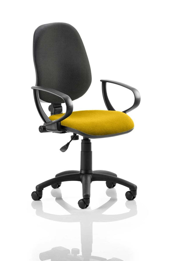 Eclipse Plus I Lever Task Operator Chair Black Back Bespoke Seat With Loop Arms In Senna Yellow
