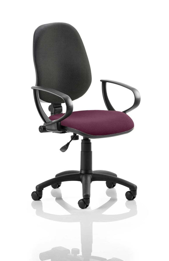 Eclipse Plus I Lever Task Operator Chair Black Back Bespoke Seat With Loop Arms In Tansy Purple
