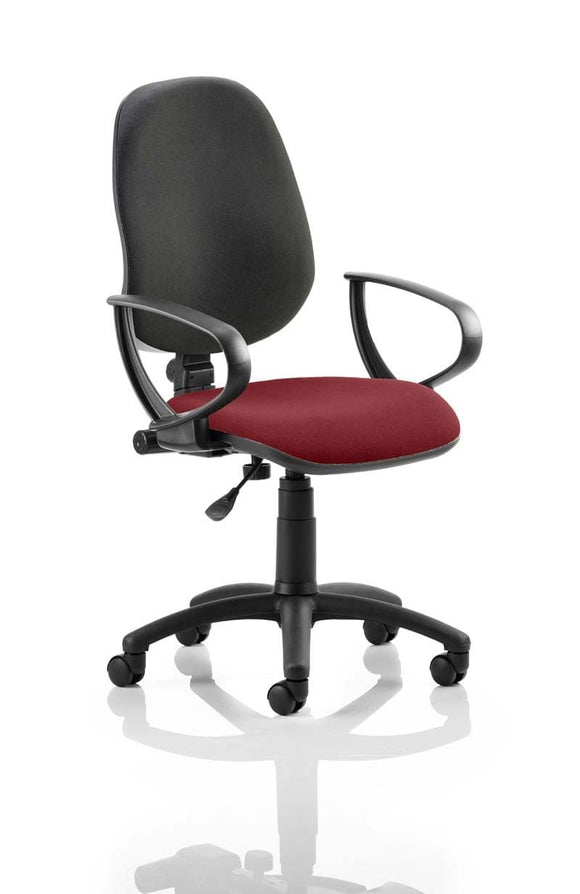 Eclipse Plus I Lever Task Operator Chair Black Back Bespoke Seat With Loop Arms In ginseng Chilli