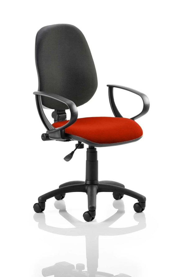 Eclipse Plus I Lever Task Operator Chair Black Back Bespoke Seat With Loop Arms In Tabasco Orange