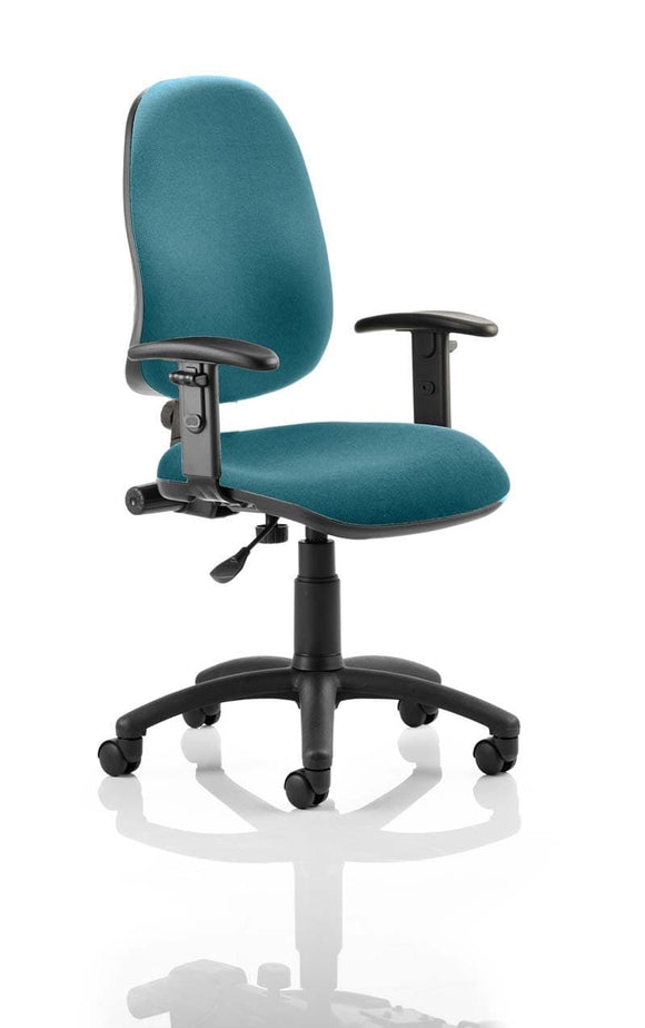 Eclipse Plus I Lever Task Operator Chair Bespoke With Height Adjustable Arms In Maringa Teal