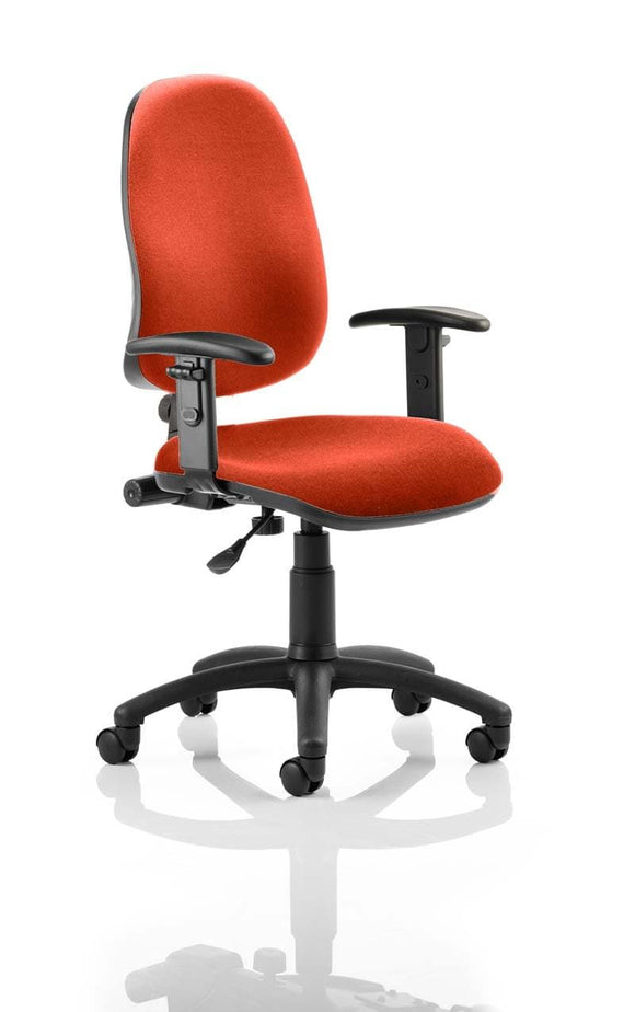 Eclipse Plus I Lever Task Operator Chair Bespoke With Height Adjustable Arms In Tabasco Orange