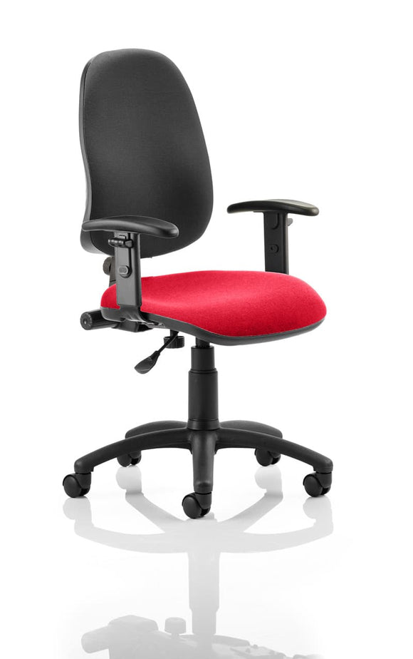 Eclipse Plus I Lever Task Operator Chair Black Back Bespoke Seat With Height Adjustable Arms In Bergamot Cherry