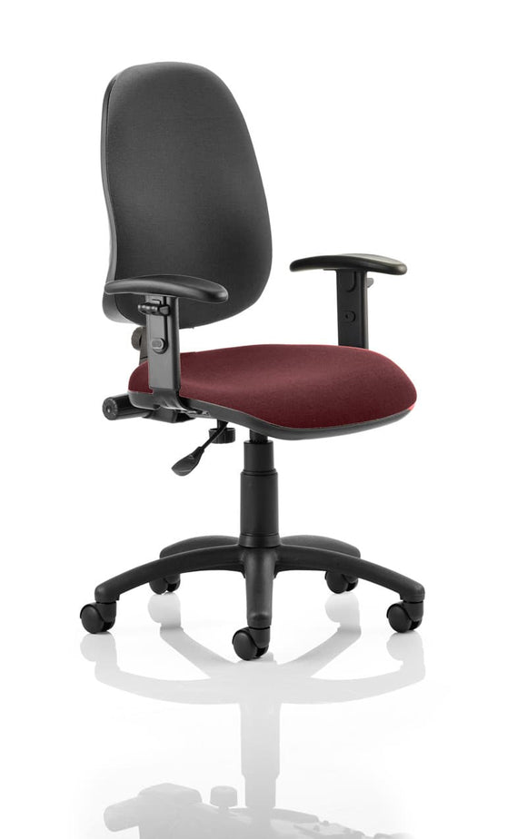 Eclipse Plus I Lever Task Operator Chair Black Back Bespoke Seat With Height Adjustable Arms In ginseng Chilli