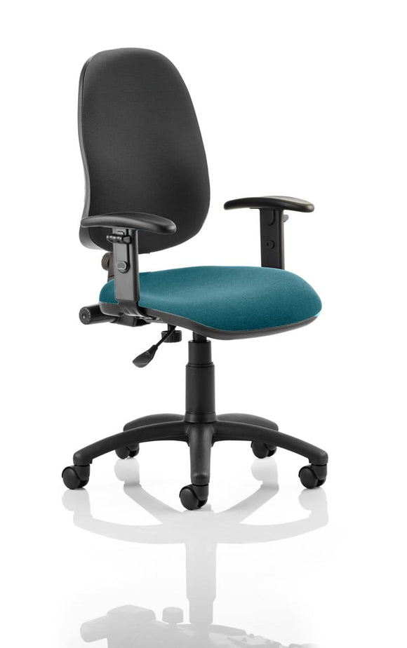 Eclipse Plus I Lever Task Operator Chair Black Back Bespoke Seat With Height Adjustable Arms In Maringa Teal