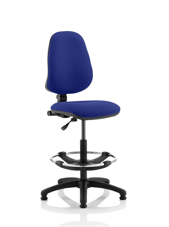 Eclipse Plus I Lever Task Operator Chair Stevia Blue Fully Bespoke Colour With Hi Rise Draughtsman Kit