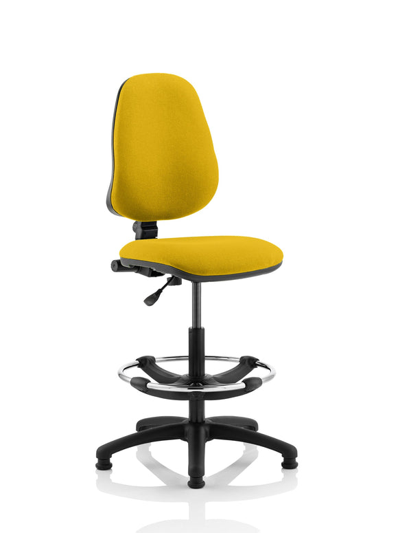 Eclipse Plus I Lever Task Operator Chair Senna Yellow Fully Bespoke Colour With Hi Rise Draughtsman Kit