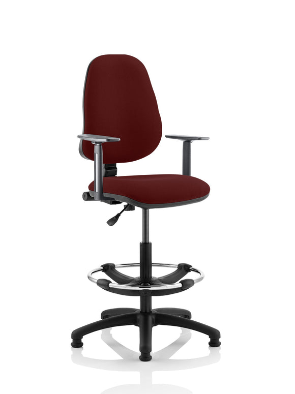 Eclipse Plus I Lever Task Operator Chair ginseng Chilli Fully Bespoke Colour With Height Adjustable Arms with Hi Rise Draughtsman Kit