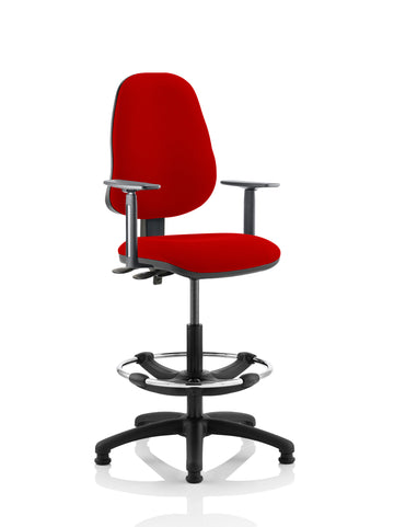 Eclipse Plus II Lever Task Operator Chair Bergamot Cherry Fully Bespoke Colour With Height Adjustable Arms With Hi Rise Draughtsman Kit