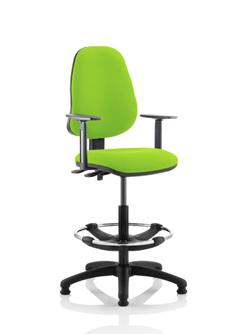 Eclipse Plus I Lever Task Operator Chair myrrh Green Fully Bespoke Colour With Height Adjustable Arms with Hi Rise Draughtsman Kit
