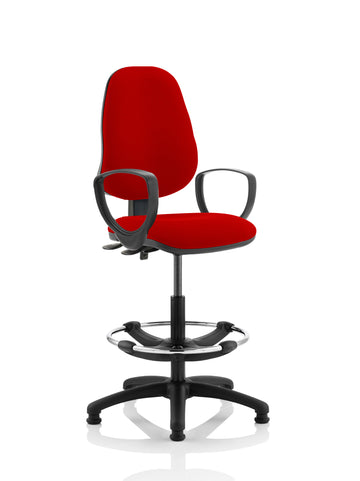 Eclipse Plus II Lever Task Operator Chair Bergamot Cherry Fully Bespoke Colour With Loop Arms With Hi Rise Draughtsman Kit