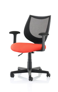 Camden Black Mesh Chair in Bespoke Seat Tabasco Orange