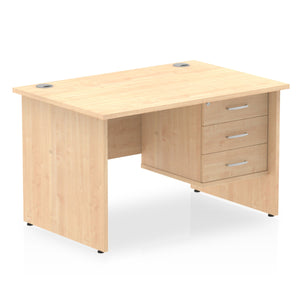 Impulse 1200 x 800mm Straight Desk Maple Top Panel End Leg with 1 x 3 Drawer Fixed Pedestal
