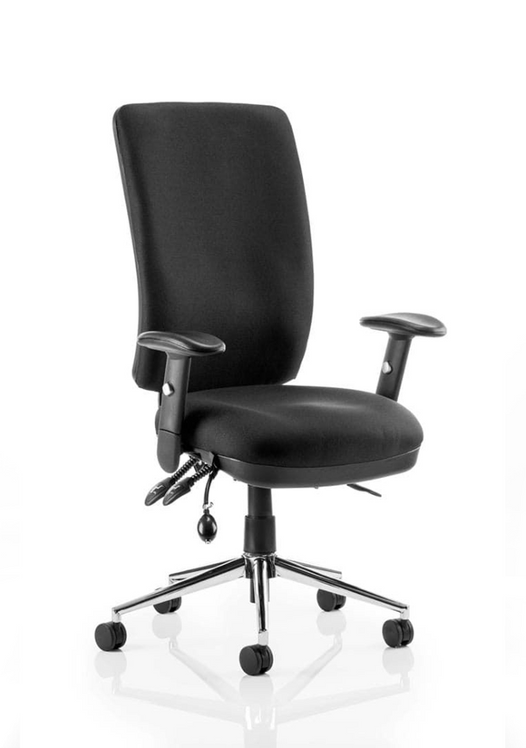Chiro High Back Task Operators Chair Black With Height Adjustable And Folding Arms