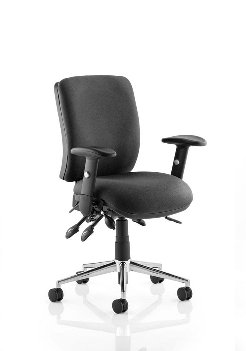 Chiro Medium Back Task Operators Chair Black With Arms Whiteboard Shop UK