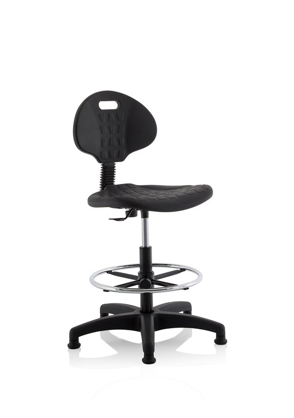 Malaga Hi Rise Draughtsman Task Operator Chair Black Polyurethane Seat And Back Without Arms