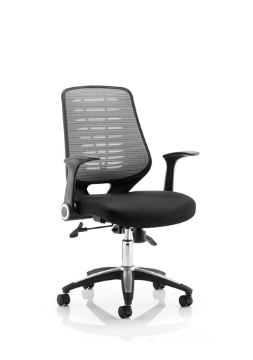 Relay Task Operator Chair Airmesh Seat Silver Back With Height Adjustable Arms