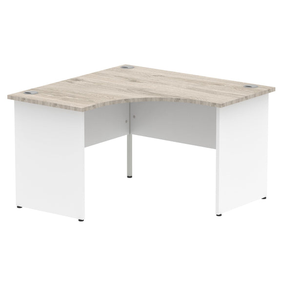 Impulse 1200mm Corner Desk Grey Oak Top White Panel End Leg