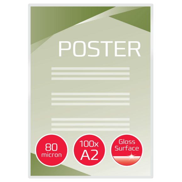 GBC Glossy Laminating Pouches A2 2x80 Micron (Pack of 100)
