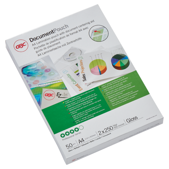 GBC Document™ Pouch Gloss A4 250 micron Clear (50)