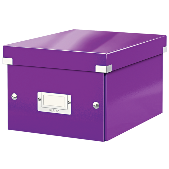 Leitz WOW Click & Store Small Storage Box.  With label holder. Purple.