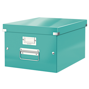 Leitz WOW Click & Store Medium Storage Box. With metal handles.  Ice Blue.
