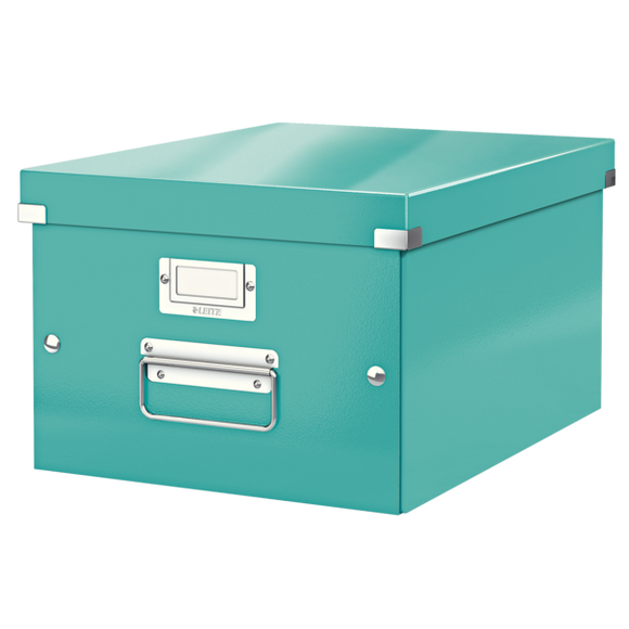 Leitz WOW Click & Store Medium Storage Box. With metal handles.  Ice Blue.